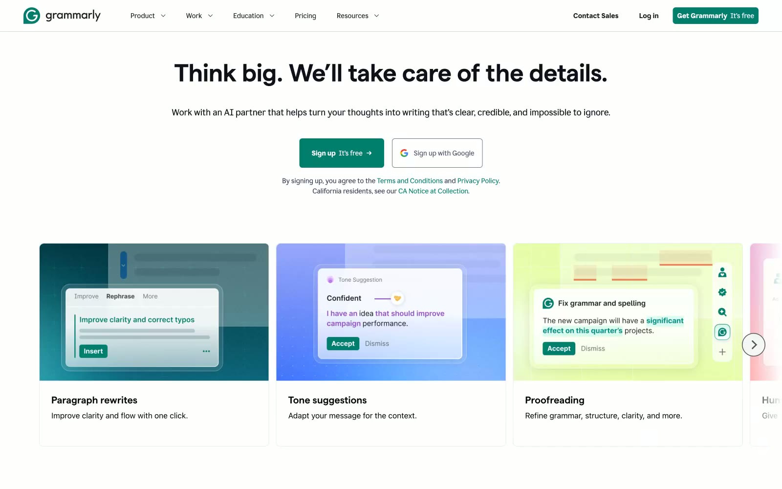 Grammarly 网站预览