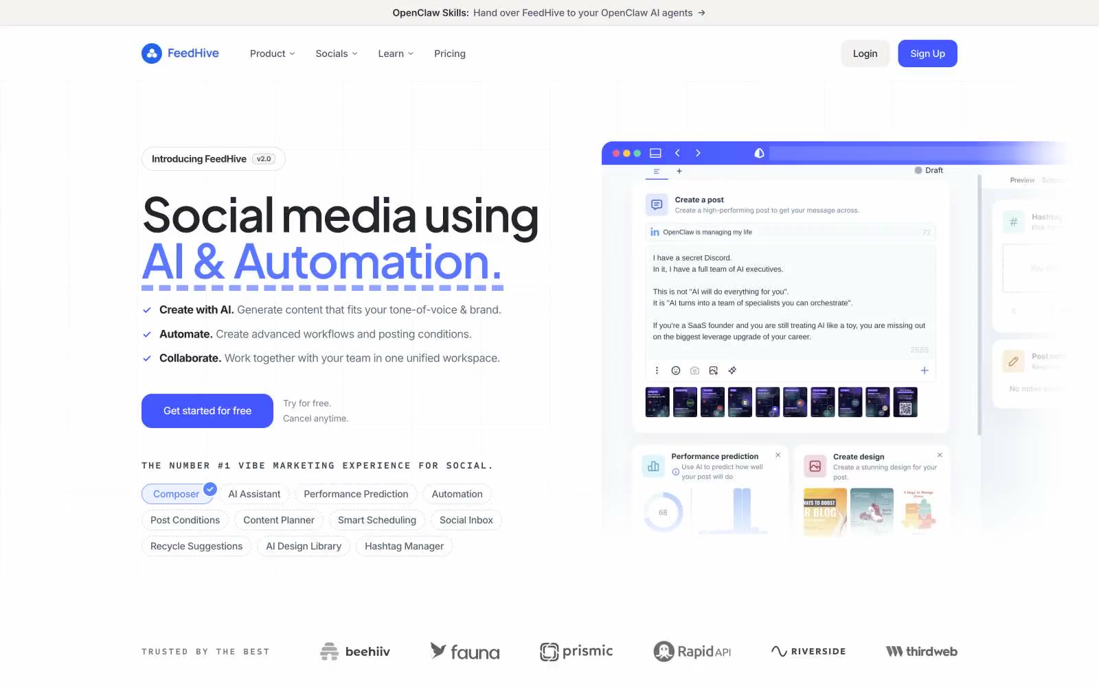 FeedHive 网站预览