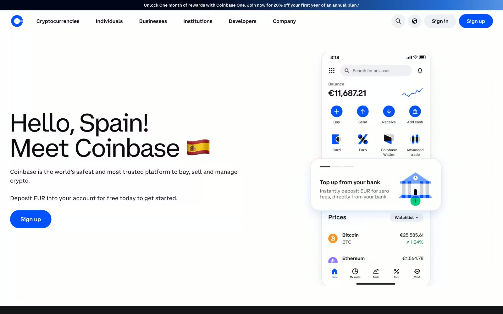 Coinbase 网站预览