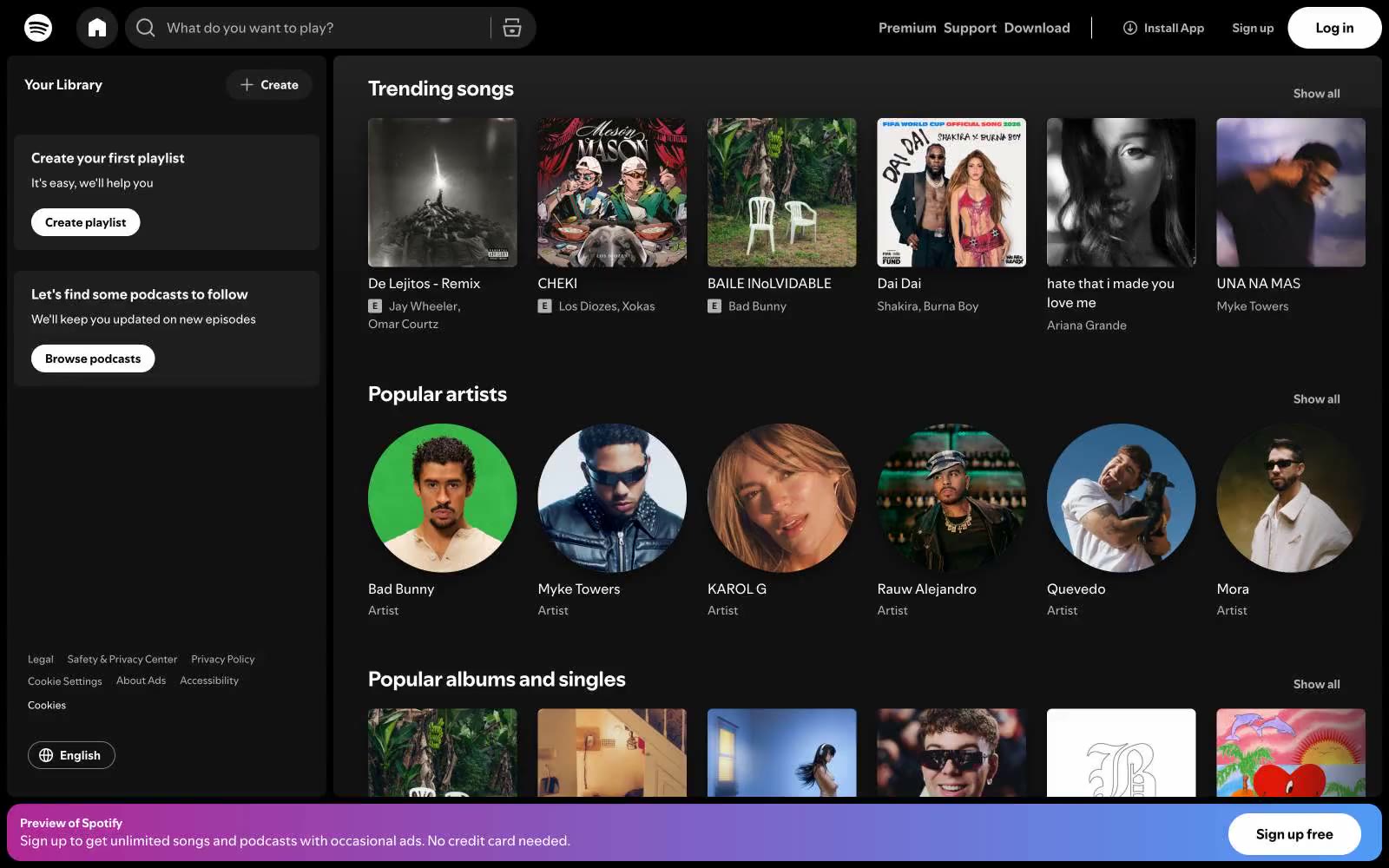 Spotify 网站预览
