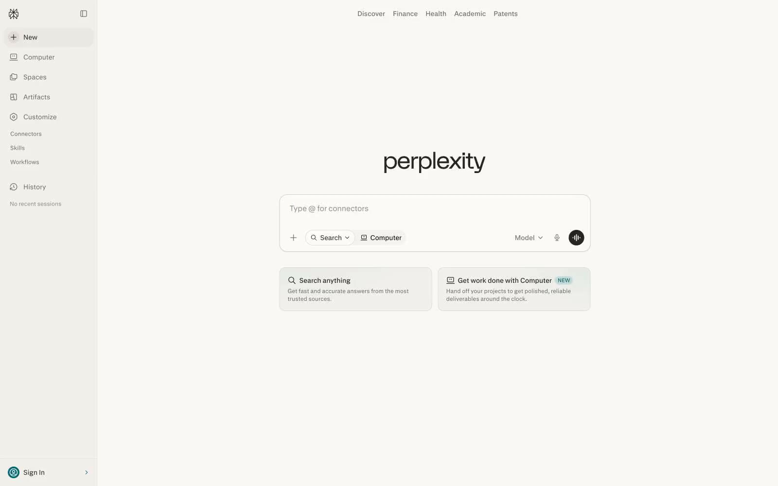 Perplexity AI 网站预览