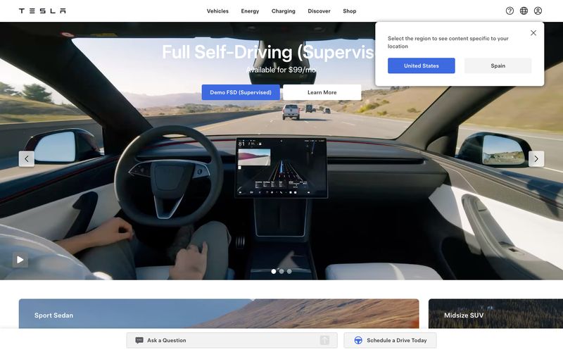 Tesla 网站预览