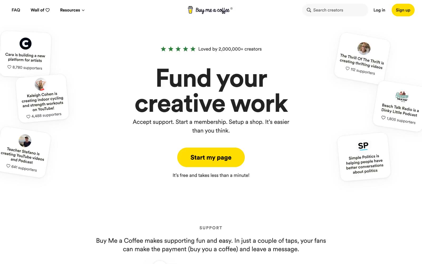 Buymeacoffee 网站预览