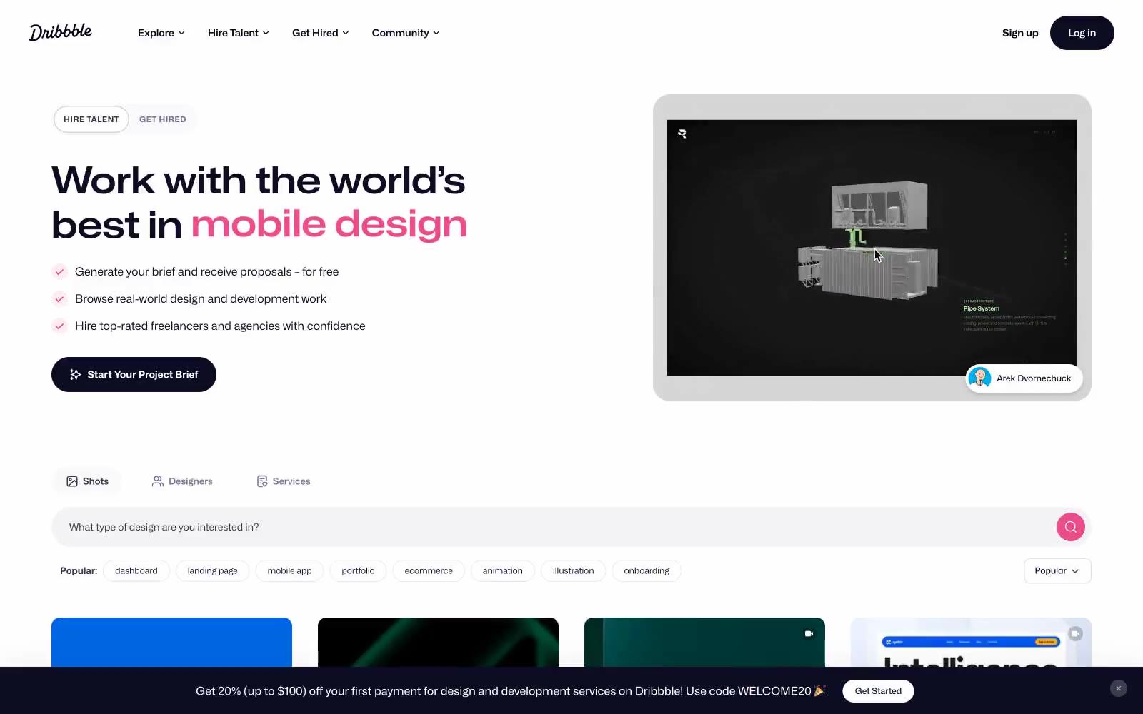 Dribbble 网站预览