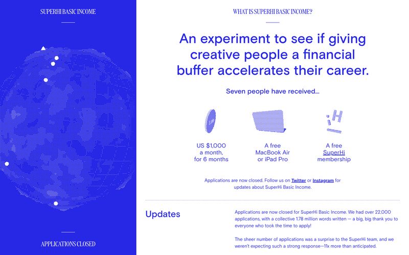 SuperHi Basic Income 网站预览