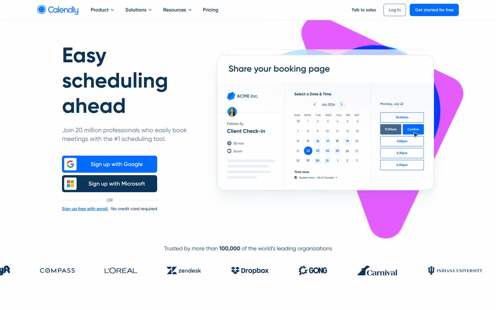 Calendly.com 网站预览