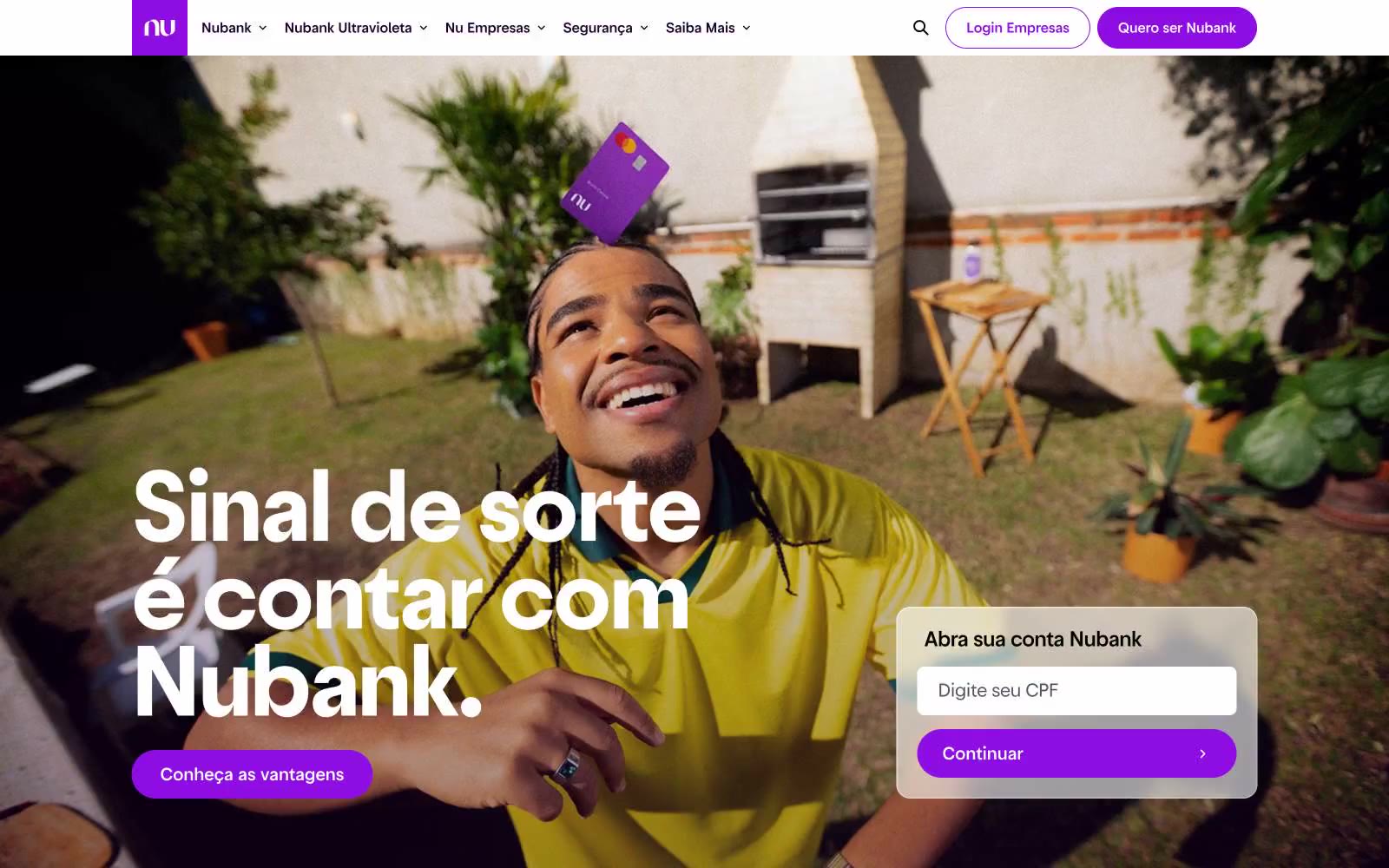 Somos incansáveis pra você não precisar ser | Nubank 网站预览