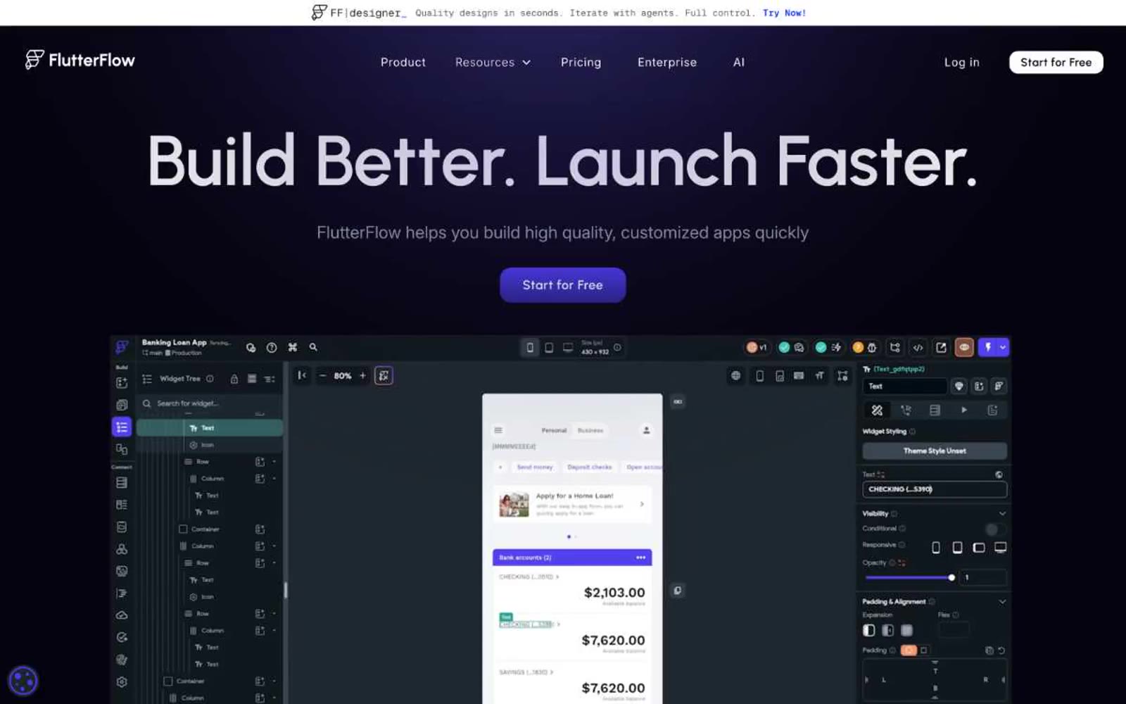 FlutterFlow 网站预览