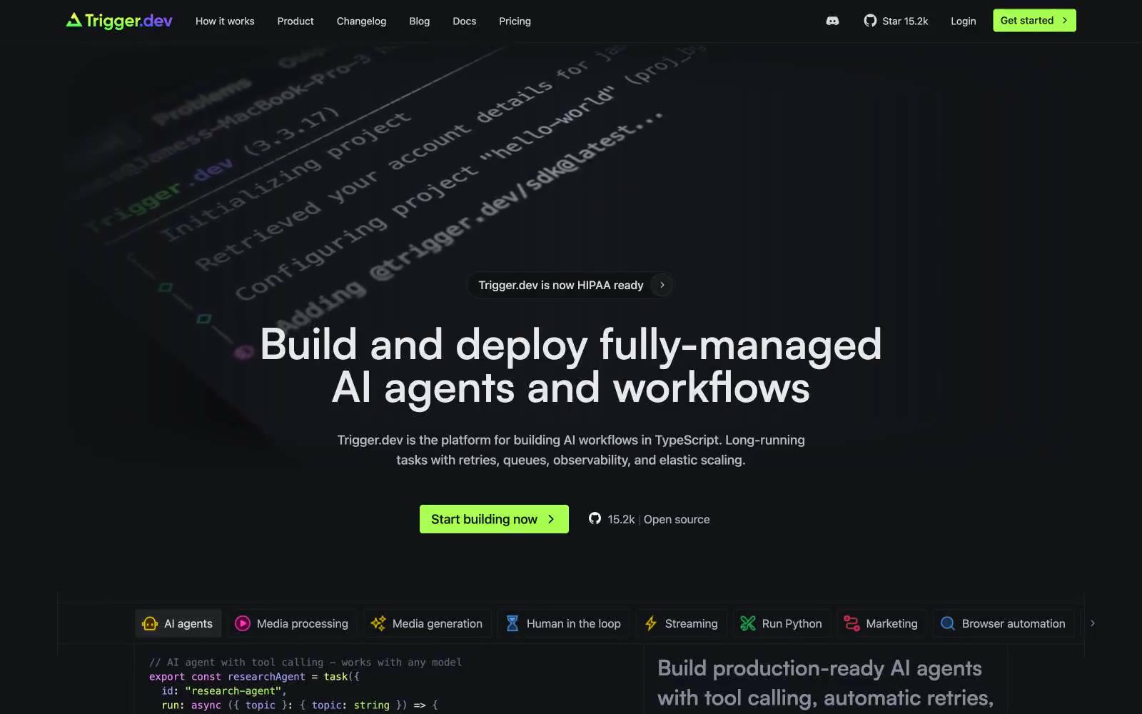 Trigger.dev 网站预览
