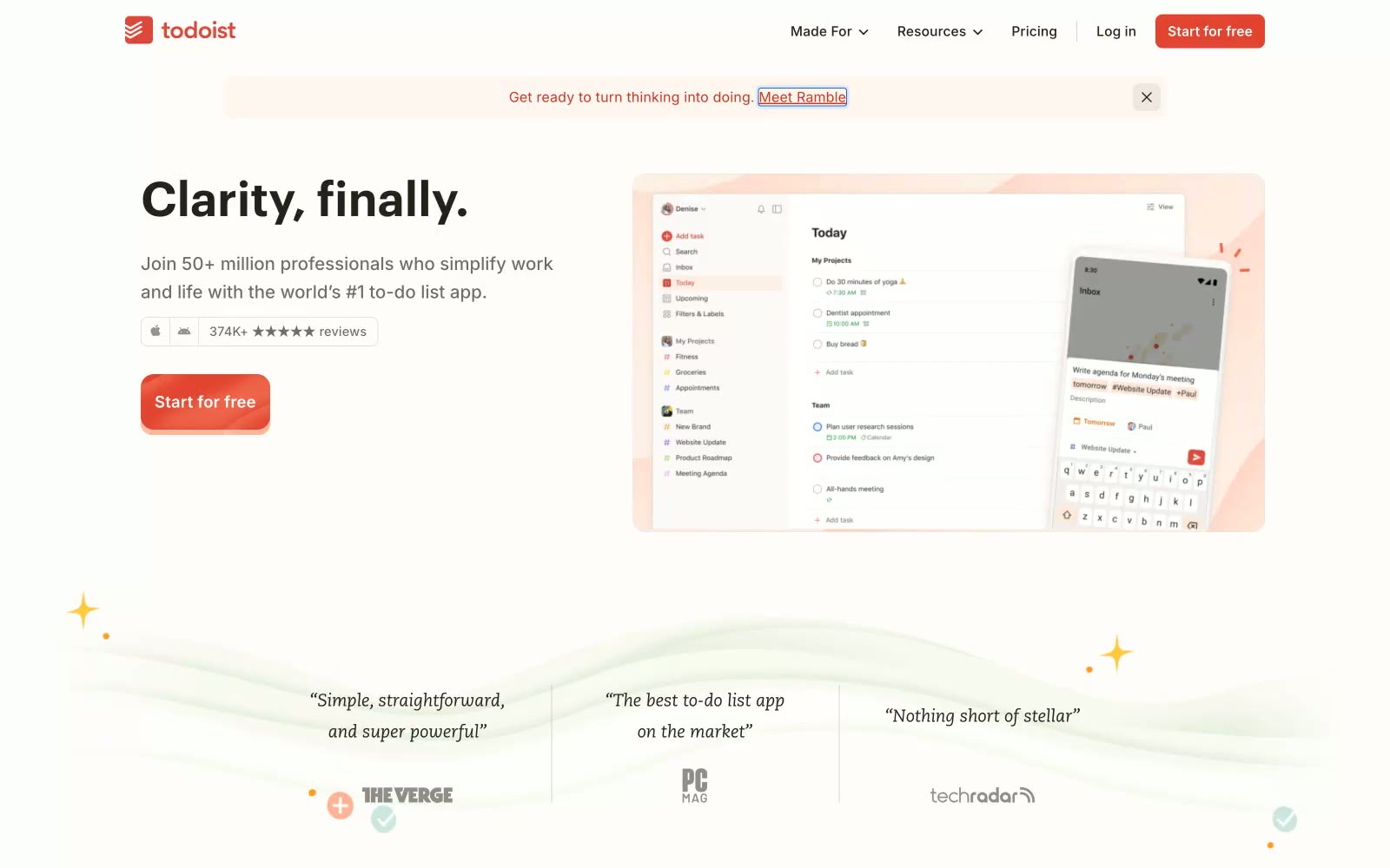 Todoist 网站预览