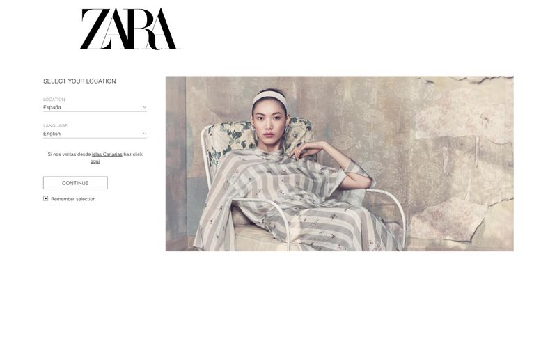 Zara 网站预览